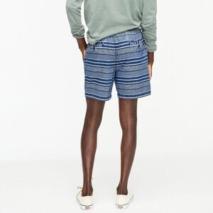 J.Crew 6" Dock Shorts - Men's XL Cotton Indigo Stripe Drawstring Pockets (AV453)